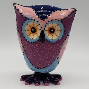 Green Earth Purple Blue Pink Owl Bobble Figurine